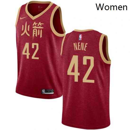Womens Nike Houston Rockets 42 Nene Swingman Red NBA Jersey 2018 19 City Edition